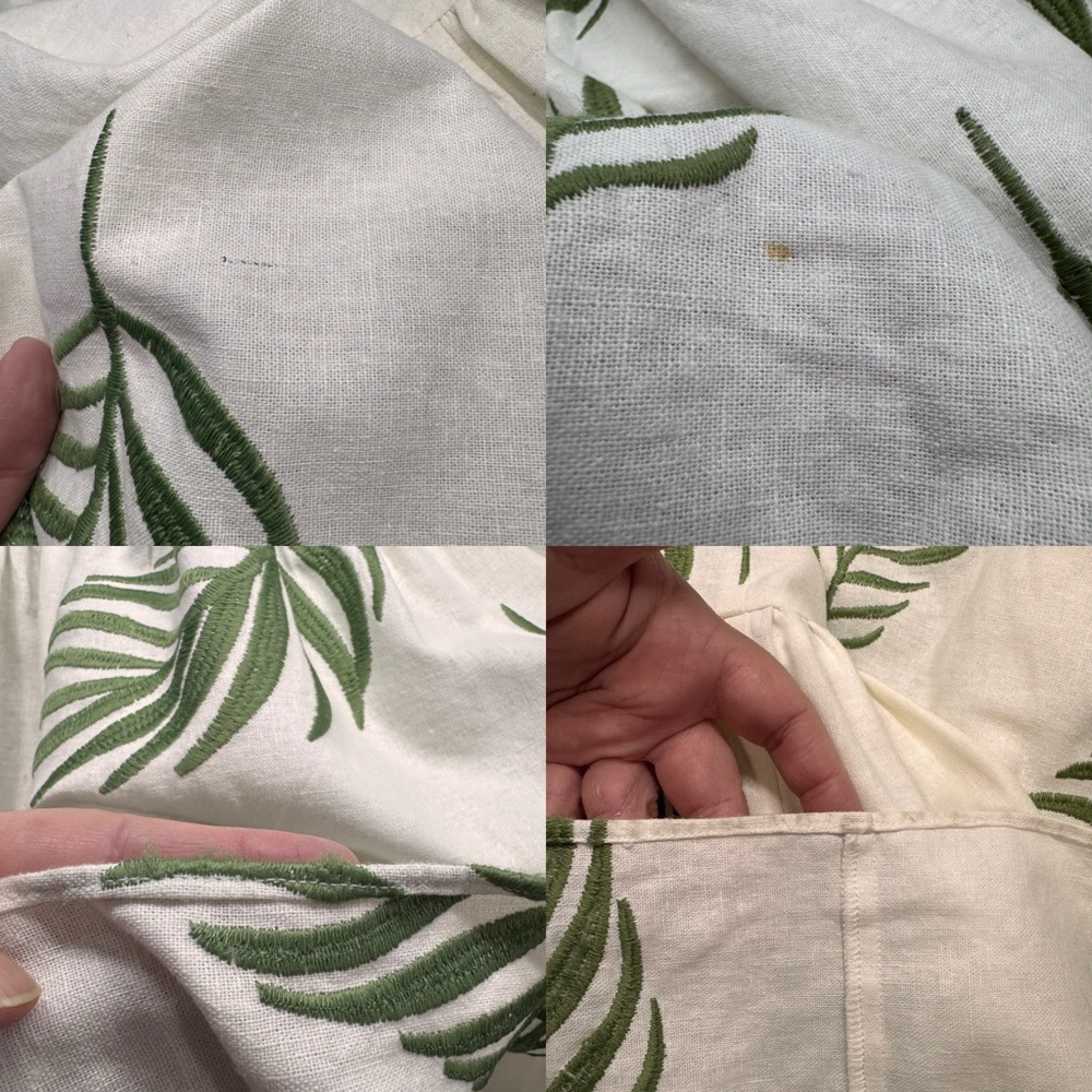 Mestiza Cleo Ballgown Cream Green Palm Leaf High Low Dress Linen Wedding Size 6 - Picture 11 of 16